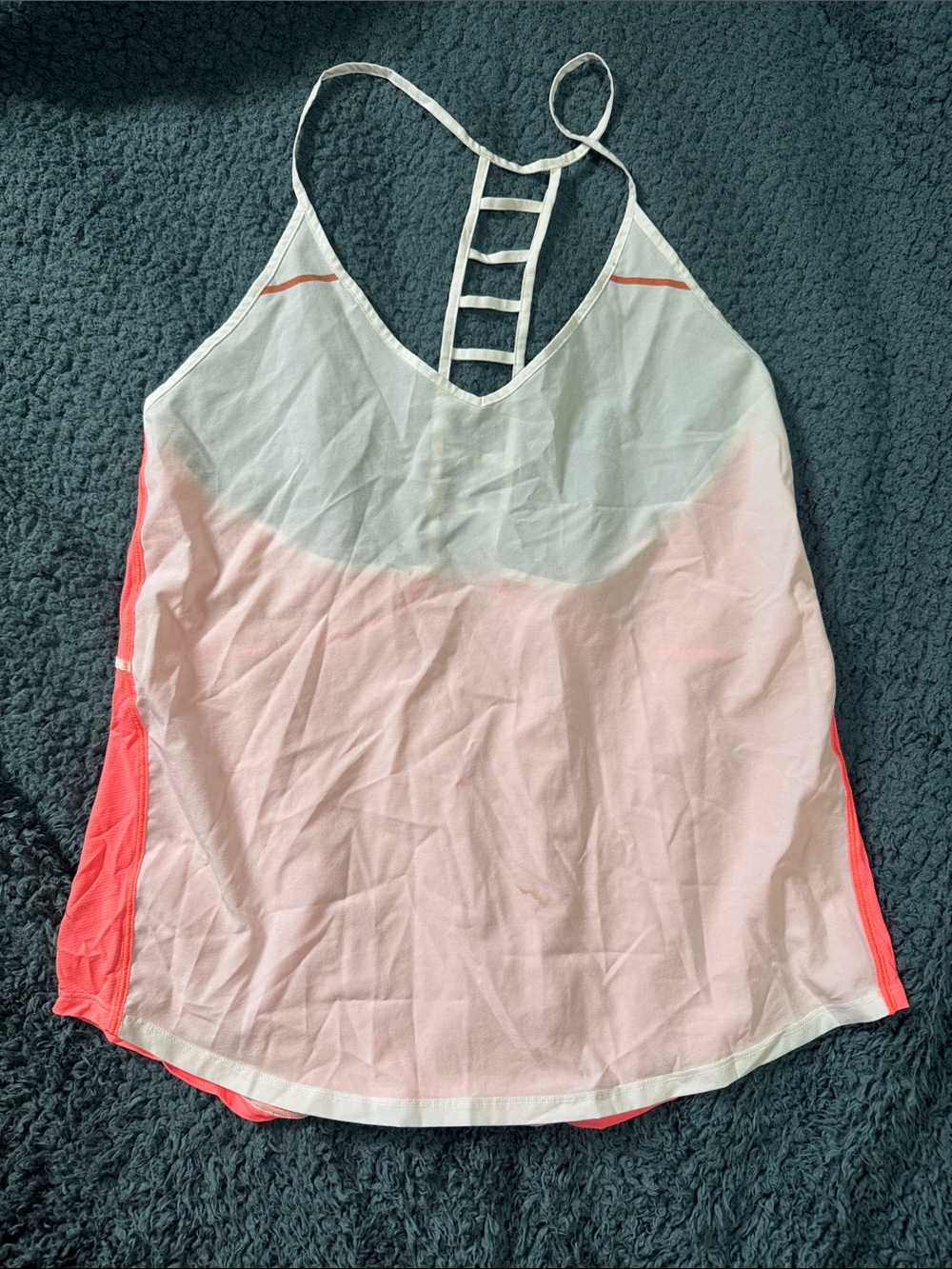 lululemon athletica White and Coral Ladder-Back Tank Top